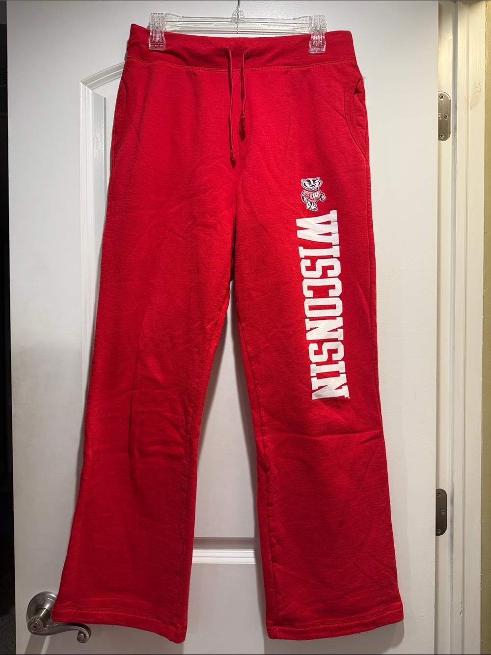 Red Wisconsin Graphic Sweatpants with Drawstring low waisted Women’s